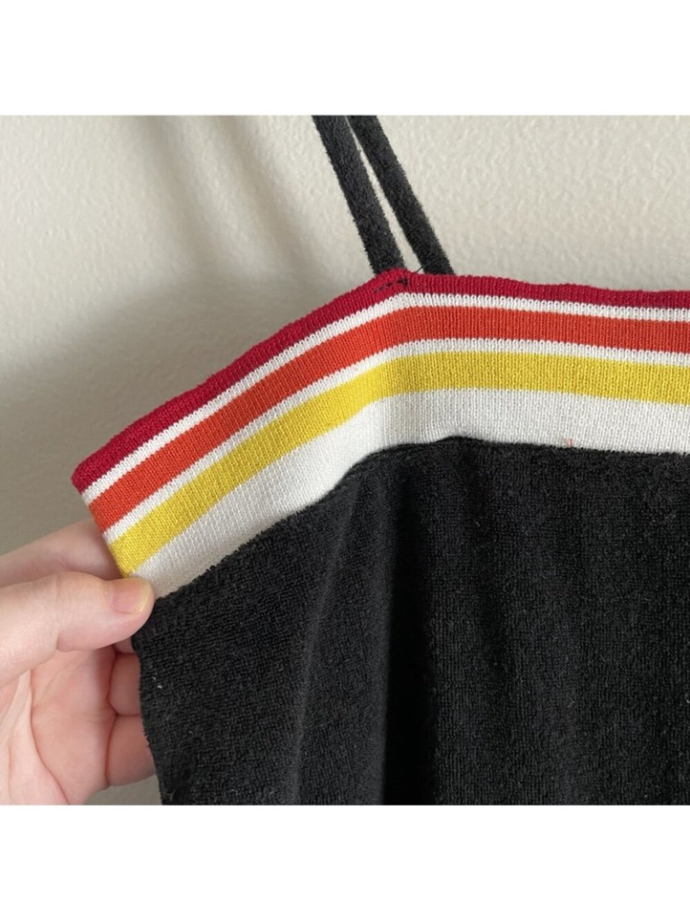 Wild Fable Women SZ S Black Striped Trim Terry Thin Striped Shorts Romper - Picture 7 of 10